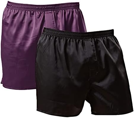 Men's Satin Boxer Shorts Satin Sleep Shorts Silk Pajamas Bottom Silk Boxers Sleepwear Underwear with Button Fly