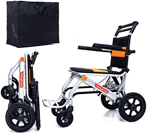 HomyKing Lightweight Wheelchair for Adults, Portable Folding Transport Wheelchair with Hand Brake
