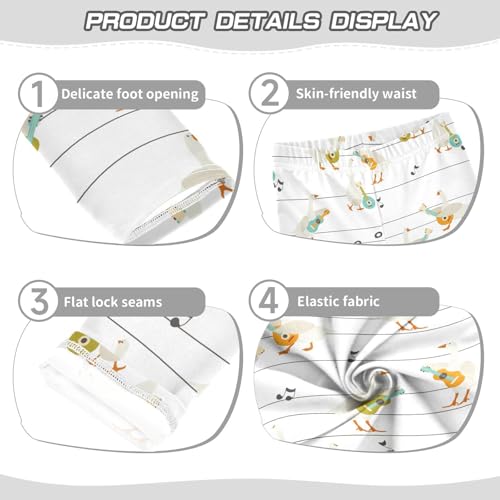 Geese with Guitars Girls Leggings,Workout Leggings for Girls Toddler Athletic Leggings Size for 3-10T3