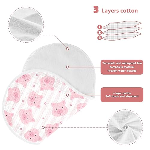 Image of Muslin Baby Burp Cloths, Pink Pigs Stripes Muslin Baby Rags Comfy Soft Absorbent in for Newborn Boys and Girls 2 Piece 22 x 11 Inch