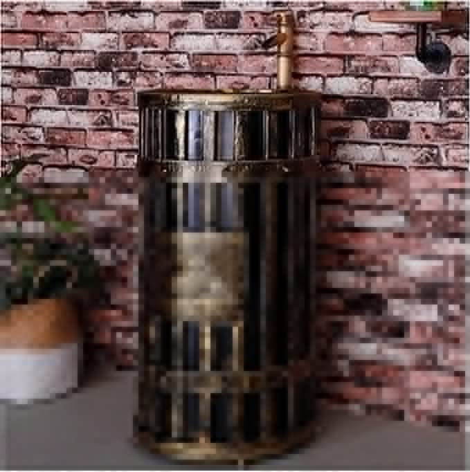 SXFSDOU Mueble de baño Industrial de Bronce con Lavabo, 45,7 x 86,8 cm, Independiente, Robusto, con Espejo.