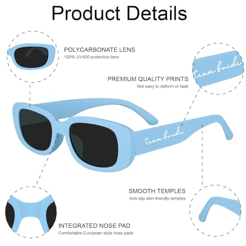 LotsBuyLots 10 Pack Retro Rectangle Sunglasses Women Vintage Square Glasses for Bachelorette Party Favors Bridesmaid Gifts4
