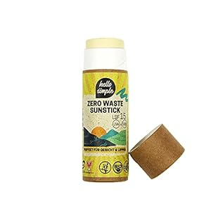 hello simple – Zero Waste vaste zonnecrème Sunstick – veganistisch plasticvrij – minerale UVA + UVB filter (LSF 15)