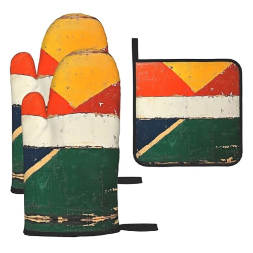 Oven Mitts and Pot Holders Set of 3 Heat Resistant Non-Slip