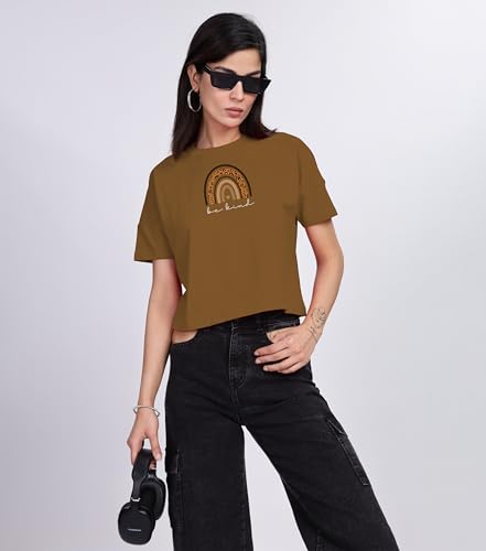 Image of SHODOX Women's 100% Cotton Regular Fit Printed Half Sleeve T Shirt Casual Summer Wear Soft Breathable Top Daily Comfort Style