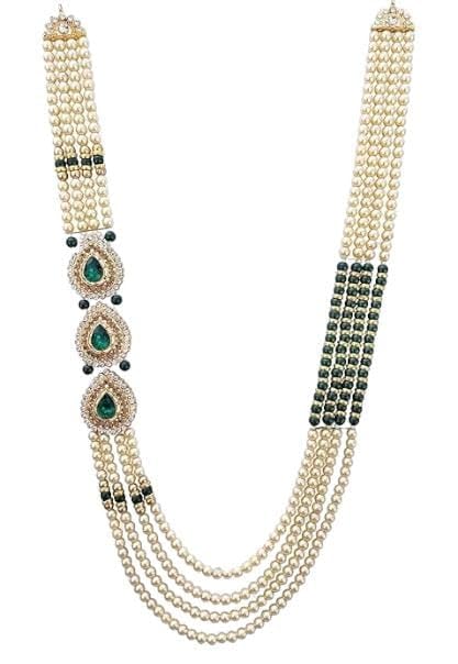 Pearl Base - Dulha Moti Mala Necklace Haar Jewellery for Groom/Men for Wedding (Green) (B0CG9W4PBT) Amazon Price History, Amazon Price Tracker