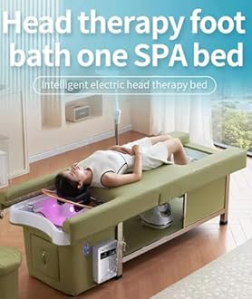 Boiyttylle Electric Backrest Lift Shampoo Bed,Head Spa Water Circulation Massage Bed with Pedicure Shampoo Bed for Spas/Salons