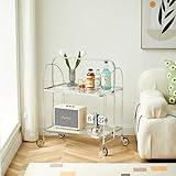 Carrito utilitario plegable resistente con ruedas, carrito de metal con parte superior de cristal para cafetería, restaurante, fiesta y bar