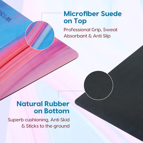 Image of Wiselife MicroFiber & Natural Rubber Yoga Mat + Carry Strap | 5MM | Extra Large Extra Wide | Anti skid Anti slip for Yoga & Workout (Abstract Marble)
