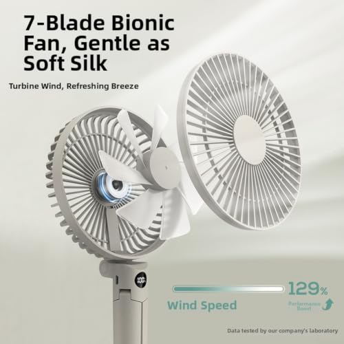 Ventilador de camping portátil con batería de 3000 mAh y trípode plegable color caqui 6