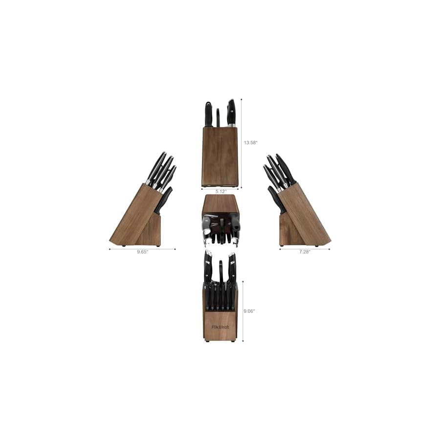 Knife Set 14-Piece Ultra-Sharp Full Tang Chef Knives with Block and Sharpener, High-Carbon Steel Black Handle for Kitchens, BBQs and Feasts, Rust-Resistant, Dishwasher-Safe, Gift for Chefs