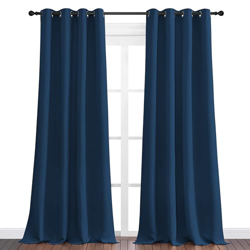 Image of NICETOWN Moroccan Blue Blackout Curtains 102 inch Long for Office, 55 inch Wide, 2 Pieces, Dining Room, Guest Room, Sound Reducing Heat and Cold Block Curtain Panels for Modern Room Decorative