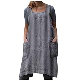 HOOUDO Kleider für Mädchen Latzhose Arbeitskreuz Damen Baumwolle Latzhose Gartenkleid Leinenschürze Damenkleid Lange Kleider Damen Für Hochzeit