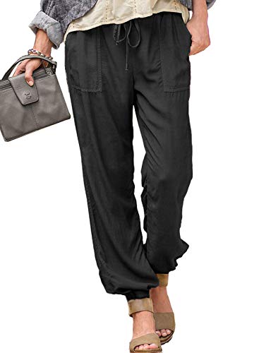 Modasua Damen Freizeithose Lang Sweatpants Jogginghose Yogahose Pumphose Lose Haremshose Jogginghose Trainingshose Sporthose Fitnesshose Pluderhose,Schwarz,m Cover