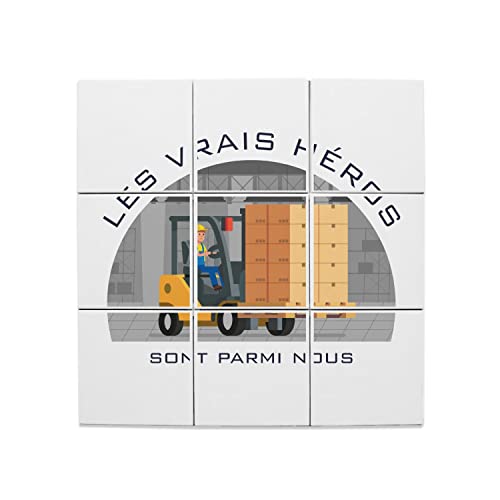 Carreaux céramique décoratifs Les Vrais Héros Cariste, lot de 9 dalles 15,2x15,2cm pour fresque 45cm