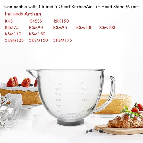 Tazón de Vidrio 5 QT para KitchenAid Stand Mixer miniatura 5