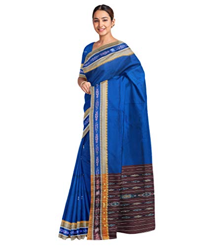 Image of Odisha Sambalpuri Handloom Ikat Women's Cotton Saree, Odisha Handloom Handmade Pure Cotton Khandua Saree, Ikkat Orissa Traditional Handloom Saree Without Blouse