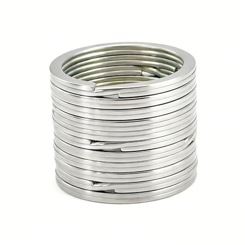 Image of 11 Pcs Stainless Steel Keyrings,Heavy Duty Round Split Key Chain Rings,30 mm /1.2 inch Flat Keyring