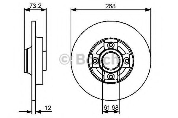 2x BOSCH Disco Freno Posteriore 281mm - Altezza 44mm, Spessore 12mm, Foro 114mm, Pieno - 0 986 479 E91 - 4