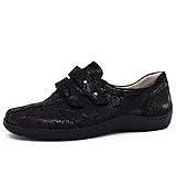 Waldläufer Henni Damenschuhe Halbschuhe Bequem Schnürer Schwarz Freizeit