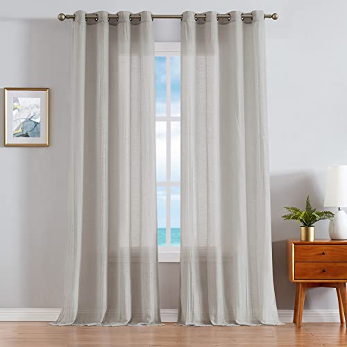Nautica - Cordelia Crushed Sheer Curtain | Window Panel Curtains | Lightweight Drapes | Set of 2 Panels | Sheer | Grommet Header | Measures 52" x 108" | Taupe - image 1