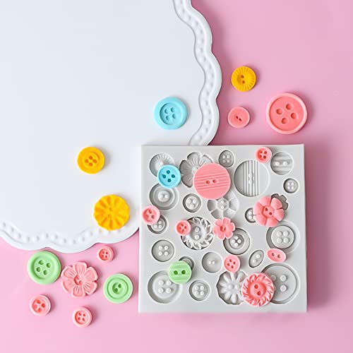 Tongker Set Of 2 Button Shape Silicone Fondant Mold For Cake, Candy Chocolate Gumpaste Resin Button Making Mold #TOP1