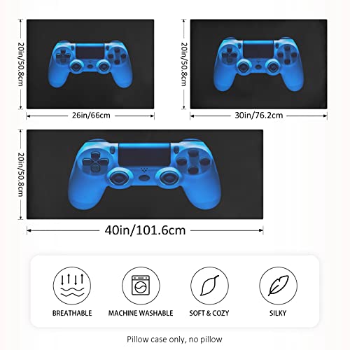 Oyihfvs Video Game Joystick Gamepad In Blue Neon Lights Isolated On Black Silky Satin Pillowcase For Hair And Skin, Soft Bed Pillow Cover, Decorative Silk Pillow Cases, Queen Size 20X30 Inches #TOP3