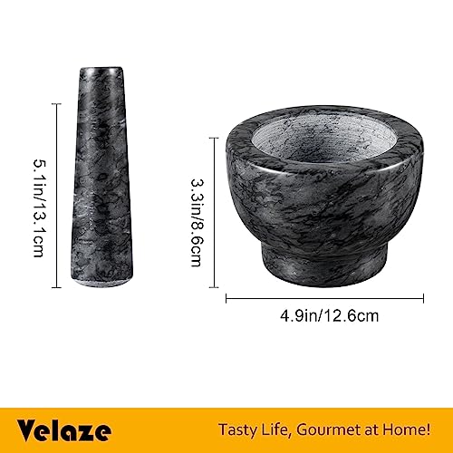 Velaze Marble Mortar And Pestle Set, 300 Ml Mortar And 5.1 Inch Pestel, Grinder And Crusher, Grind Spices, Powder Pestos, Mash Herbs, Crush Pills, Polished Natural Marble #TOP1