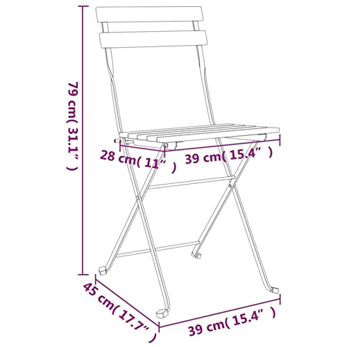 Set chaises de bistrot pliantes en teck BaraSh pour extérieur