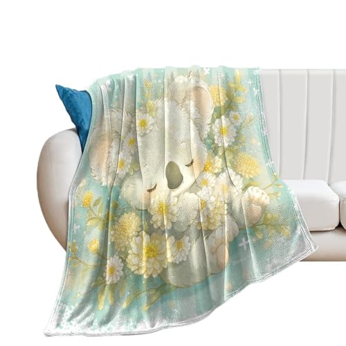 Couverture douillette pour canapé plaid flanelle animaux koalas salon - 3