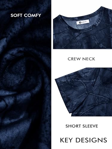 Runcati Mens Short Sleeve Crew Neck T-Shirt Tie Dye Casual Graphic Shirt Hipster Stretchy Tee Tops Dark Blue - Image 6