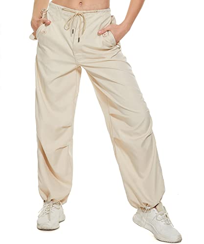 Women's Baggy Cargo Pants Y2K Parachute Pants Low Waisted Casual Streetwear Hippie Jogger Pants Drawstring Trousers