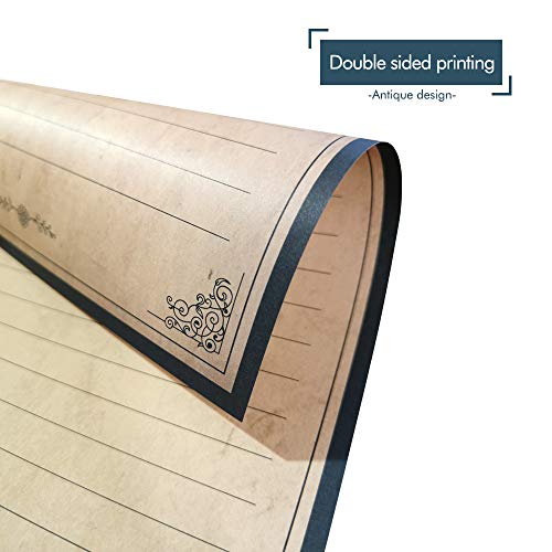 Lined Vintage Stationary Paper and Envelopes Set 48 Sheets + 24 Envelopes Old Fashion Stationery Set 7.3 Inch x 10.2 Inch