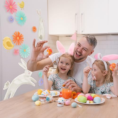 Vinilo decorativo de pared Conejo con flores 3D, 16 piezas miniatura 6