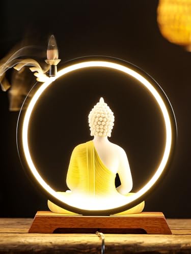 Estatua Buddha LED 8.7 pulg decoración interior cerámica miniatura 6