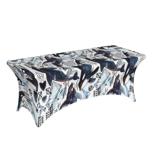Housse de table extensible 1,8m EdWal en élasthanne imprimé épaulard