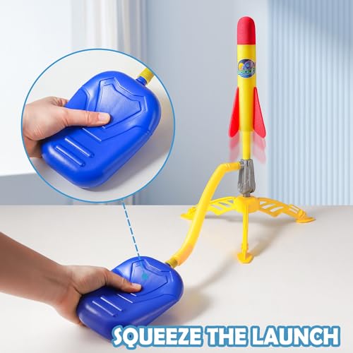 Image of AIUAZA Rocket Launcher for Kids - 2 Rockets - Outdoor Fun Toy Gift for Boys & Girls - Soft Foam Blaster Set Soars Up to 100 Feet - Ages 3 & Up