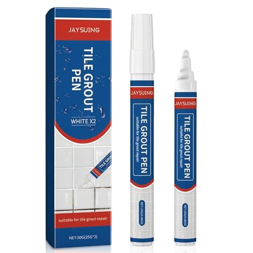 2 * 25g Stylo à Joint Blanc, Joint Carrelage, Réparation Rapide pour Salle de Bain, Marqueur pour Joints de Carrelage de Salle de Bain et de Cuisine