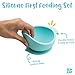 Bumkins Silicone Baby Feeding Set with Suction, Includes Spoon and Lid, Essential for Baby Led Weaning, Blue