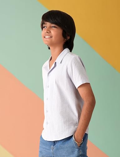 Image of Amazon Brand - Symbol Kids Boy's Half Sleeves Striper Regular Fit Shirt
