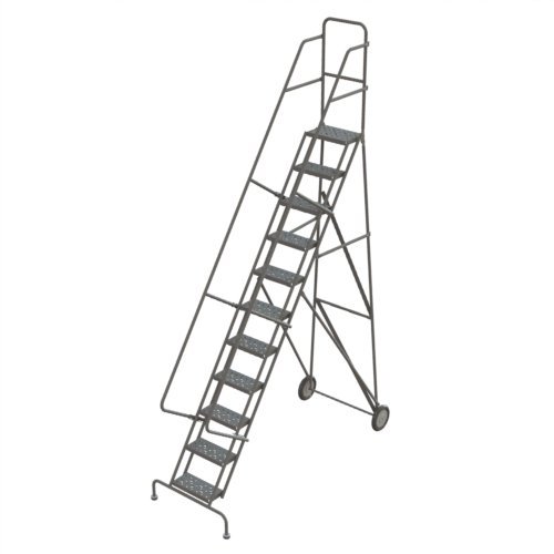 Image of Tri-Arc KDRF111166 11-Step All-Terrain Roll and Fold Steel Industrial & Warehouse Ladder with Perforated Tread