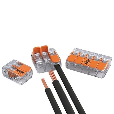 WAGO Zaciski łączące, 15 x 2, 10 x 3, 5 x 5 drutów z dźwignią, 0,2-4 mm², małe wzornictwo, przezroczyste, 30 sztuk