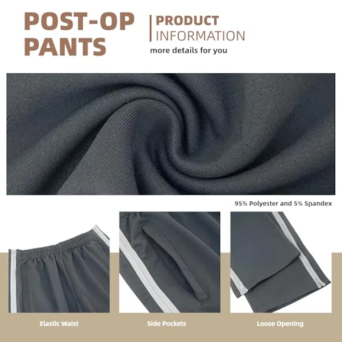 WEEOATAR Men Tear Away Pants Post Surgery Pants Breakaway Basketball Pants,2 Sides Zippers with Pockets,Open Bottom and Loose Fit Recovery Pants for Post-op,Disabled and Incontinence(Dark Blue,L)4