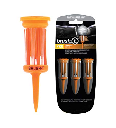 Brush T Golf Tees, Orange Oversize 3-Pack, Premium Plastic, Unbreakable Golfing Tees, Consistent Height, Works with Any Golf Ball, Perfect Golf Gift for Men and Women.