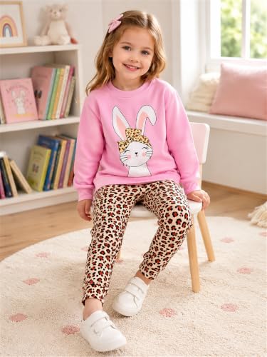 Image of Little Girls Clothes Sets - Cute Sweatshirts Top Shirt & Leggings 2 Piece Kids Fall Winter Outfits Toddler Clothing