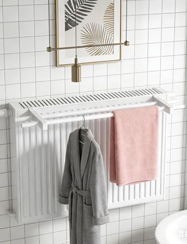 Étendoir à linge, au-dessus du radiateur, porte-serviettes sans perçage pour chauffage et rangement de salle de bain