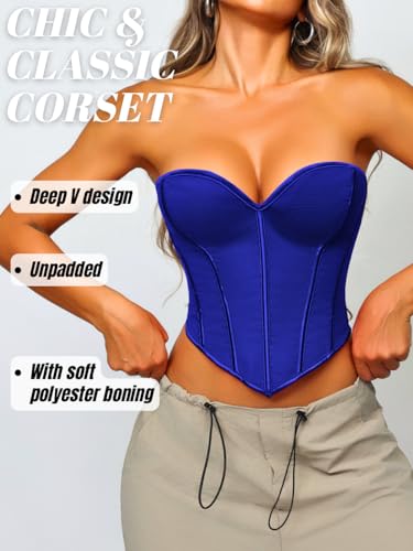 Image of ChiaoLezhee Heart Corset Top For Women, Sexy Concert Outfits Going Out, Strapless Crop Top, Overbust Bustier