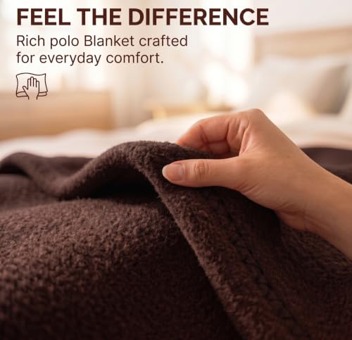 Image of HOMEKART 300 TC All Season Solid /Plain Lightweight Polar Fleece Single Bed Blanket (152 x 230 cm), Brown