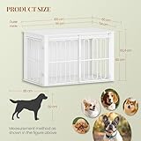 HEXCELEN Hundekäfig-Möbel aus Holz, 100 cm Hundebox für Zuhause, Hundekäfig mit 2 Türen, Schiebetüren, für Kleine, Mittlere Hunde, Robuster, Beistelltisch, 100 x 60 x 62,4 cm, Weiß