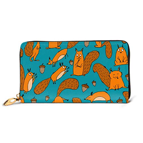 Preisvergleich Produktbild JHGFG Mode Handtasche Reißverschluss Brieftasche Lustige Eichhörnchen Nuss Ihr Telefon Kupplung Geldbörse Abendkupplung Blockieren Leder Brieftasche Multi Card Organizer